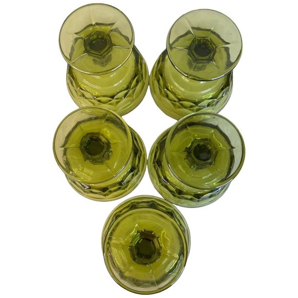 5 Indiana Carnival Glass Compote Kings Crown Thumbprint Sherbet Avocado Green - Picture 6 of 6